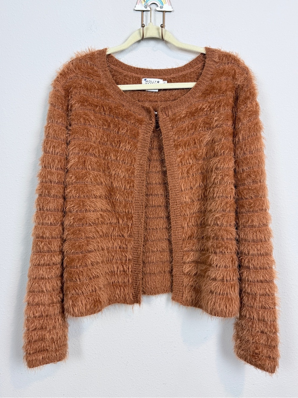 Molly Bracken Eyelash Open-Front Cardigan Rust M/L